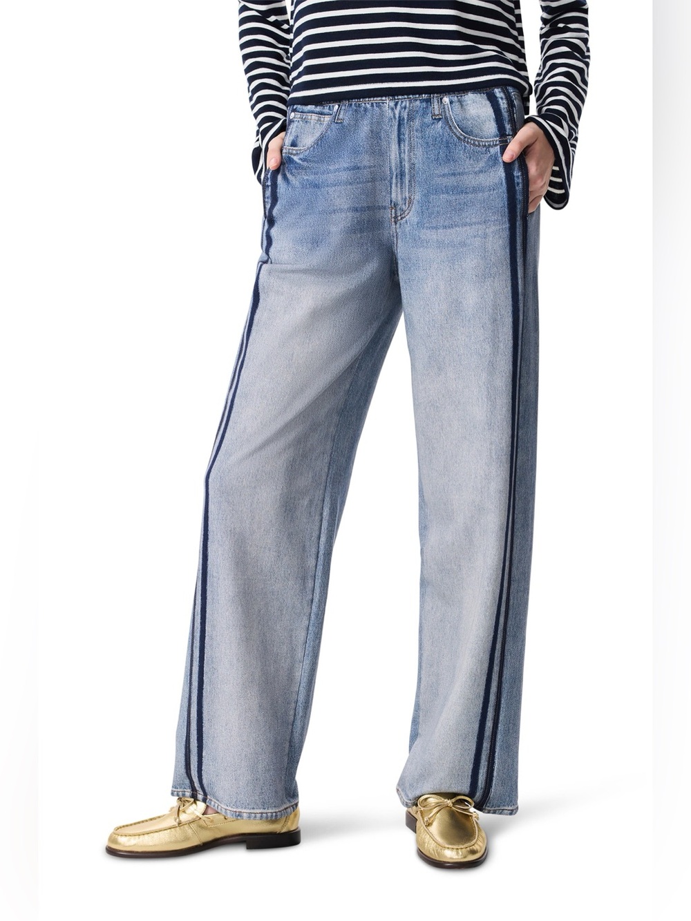 Rag and Bone rb Miramar Side Stripe High Waist 
Wide Leg Terry Sweatpant Small